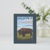 Bison Scene-Vintage Travel Poster Briefkaart (Staand voorkant)