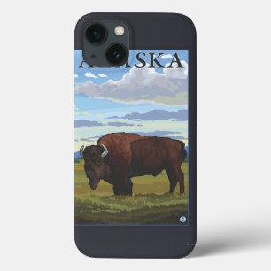 Bison Scene-Vintage Travel Poster Case-Mate iPhone Case