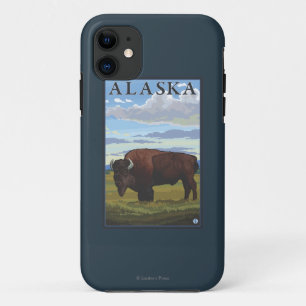 Bison Scene-Vintage Travel Poster iPhone 11 Hoesje