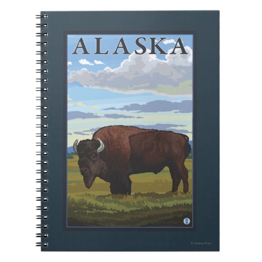 Bison Scene-Vintage Travel Poster Notitieboek (Voorkant)