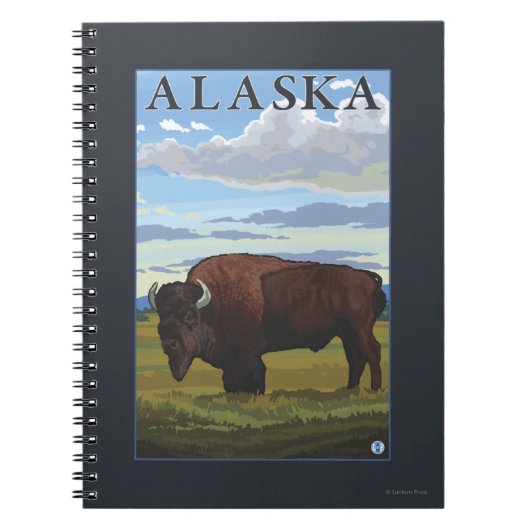 Bison Scene-Vintage Travel Poster Notitieboek (Voorkant)