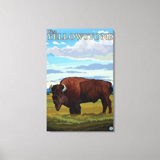 Bison Scene - West Yellowstone, Montana Canvas Afdruk (Voorkant)