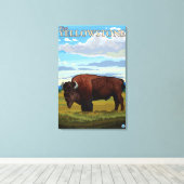 Bison Scene - West Yellowstone, Montana Canvas Afdruk (Insitu (Houten vloer))