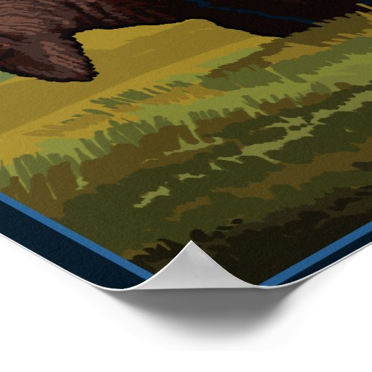 Bison SceneIdahoVintage Travel Poster (Hoek)