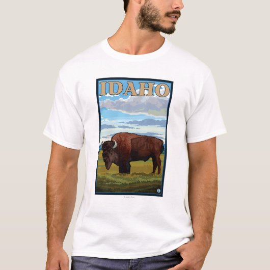 Bison SceneIdahoVintage Travel Poster T-shirt (Voorkant)