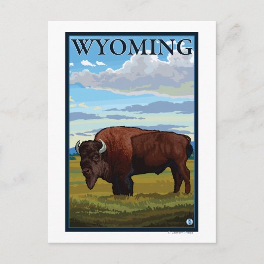 Bison SceneWyomingVintage Travel Poster Briefkaart (Voorkant)