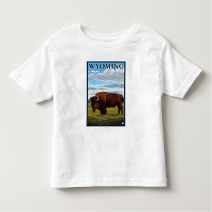 Bison SceneWyomingVintage Travel Poster Kinder Shirts