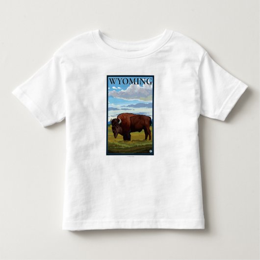Bison SceneWyomingVintage Travel Poster Kinder Shirts (Voorkant)
