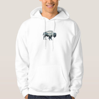Bison schilderachtig bergontwerp hoodie