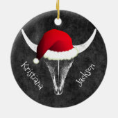 Bison Skull met kerstkeramische keramiek Ornam Keramisch Ornament (Achterkant)