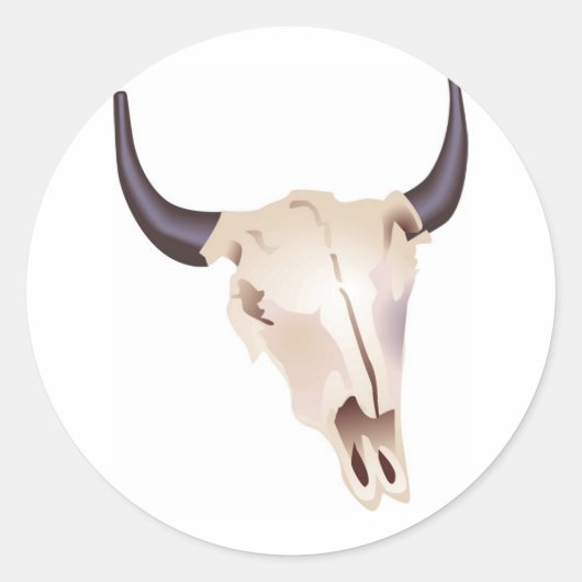 Bison Skull uit het wilde westen Ronde Sticker (Voorkant)