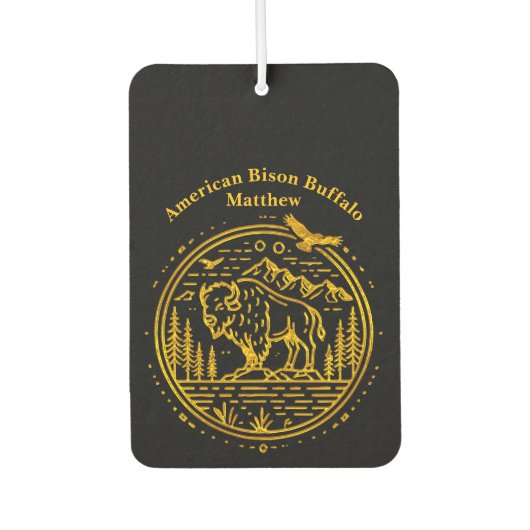 Bison staat majestueus in een natuurlijk landschap luchtverfrisser (Voorkant)