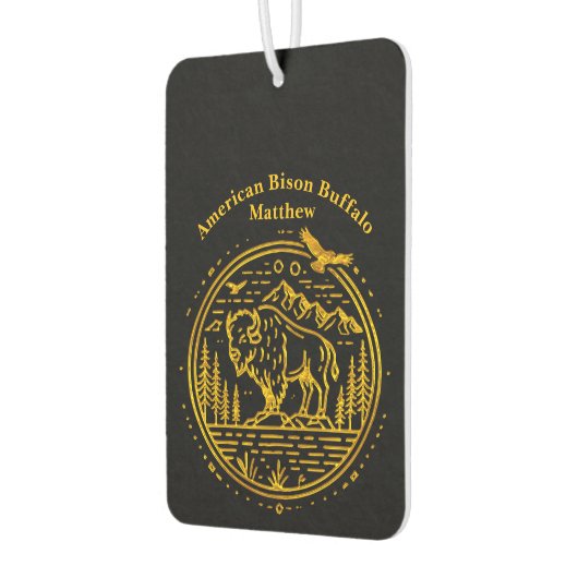 Bison staat majestueus in een natuurlijk landschap luchtverfrisser (Links)