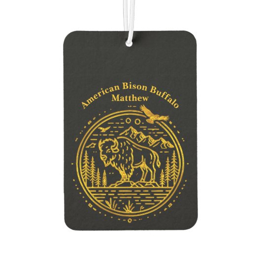 Bison staat majestueus in een natuurlijk landschap luchtverfrisser (Achterkant)