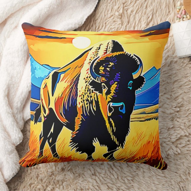 Bison Sunset Majesty Design Kussen (Deken)