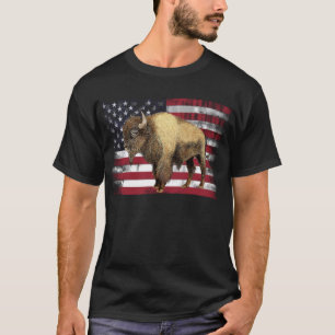Bison US Buffalo Amerikaanse vlag Verenigde Staten T-shirt
