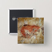 Bison van de Altamira Caves Vierkante Button 5,1 Cm (Voorkant /achterkant)