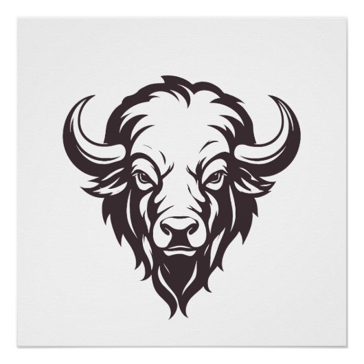 Bison Vector Art Animal Modern Urban City Graphic Perfect Poster (Voorkant)