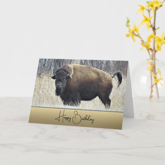 Bison - Verjaardag Kaart (Gele Bloem)