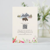 Bison Waterverf Bergen Bloemen Huwelijk QR RSVP Kaartje (Staand voorkant)