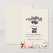 Bison Waterverf Bergen Bloemen Huwelijk QR RSVP Kaartje (Voorkant / Achterkant)