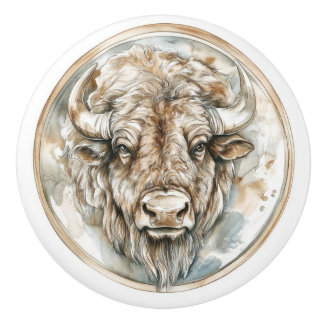 Bison Wild Tame en tijdloos Collectie Keramische Knop