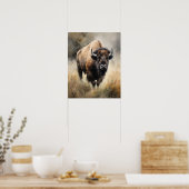 Bison Woodland Animal Art Print Poster (Keuken)