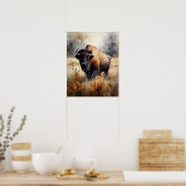 Bison Woodland Animal Art Print Poster (Keuken)
