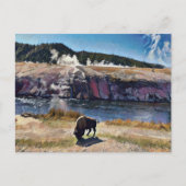 Bison Wyoming Yellowstone Wildlife Art Briefkaart (Voorkant)