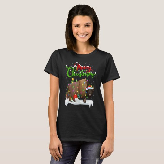 Bison   Xmas Decorations Santa Bison Christmas T-shirt (Voorkant volledig)