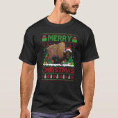 Bison Xmas Tree licht lights Ugly Santa Bison Kers T-shirt (Voorkant)