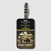 Bisonboer bij zonsondergang in velden bagagelabel (Voorkant (verticaal))