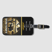 Bisonboer bij zonsondergang in velden bagagelabel (Voorkant (horizontaal))