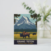 Bisons, Grand Teton Natural Park, Wyoming, Reizen Briefkaart (Staand voorkant)