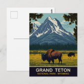 Bisons, Grand Teton Natural Park, Wyoming, Reizen Briefkaart (Voorkant / Achterkant)