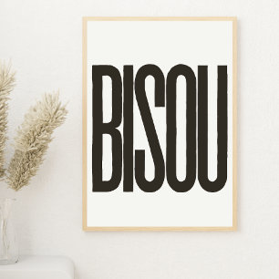 "Bisou" Kus in Frans Wit en Zwart Print