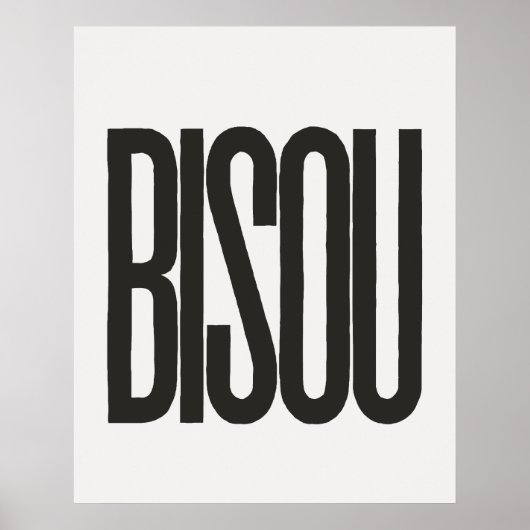 "Bisou" Kus in Frans Wit en Zwart Print (Voorkant)