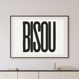 "Bisou" Kus in Frans Zwart Typografie Print