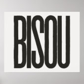 "Bisou" Kus in Frans Zwart Typografie Print (Voorkant)