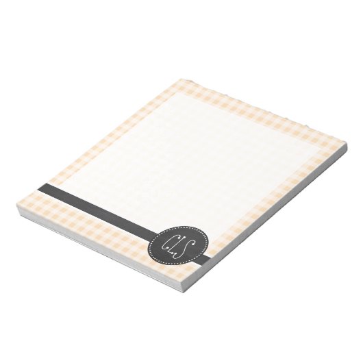 Bisque Color Gingham; Retro Chalkboard Notitieblok (Linkerzijde)