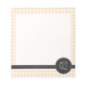 Bisque Color Gingham; Retro Chalkboard Notitieblok (Voorkant)
