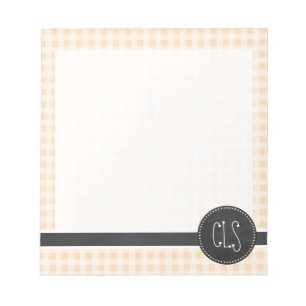 Bisque Color Gingham; Retro Chalkboard Notitieblok