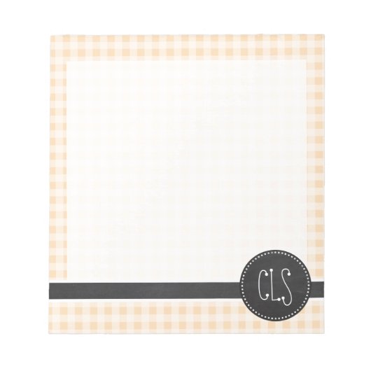 Bisque Color Gingham; Retro Chalkboard Notitieblok (Voorkant)