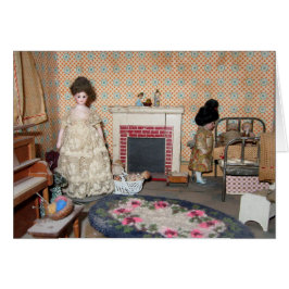 Bisque Dolls met Fireplace Card - Blank