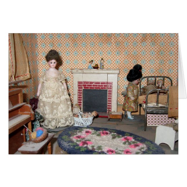 Bisque Dolls met Fireplace Card - Blank (Voorkant Horizontaal)