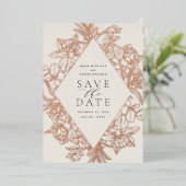 Bisque | Floral Diamond Folie Save the Date Card Folie Uitnodiging (Staand Voorkant)