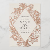 Bisque | Floral Diamond Folie Save the Date Card Uitnodiging (Voorkant)