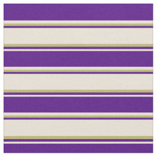 Bisque, Indigo & Dark Khaki Striped Pattern Stof