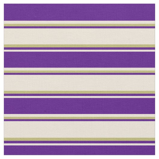 Bisque, Indigo & Dark Khaki Striped Pattern Stof (Close Up)