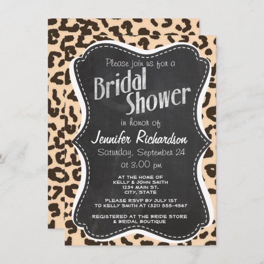 Bisque kleurenluipaard afdrukken; Retro-alkboard Kaart (Voorkant / Achterkant)